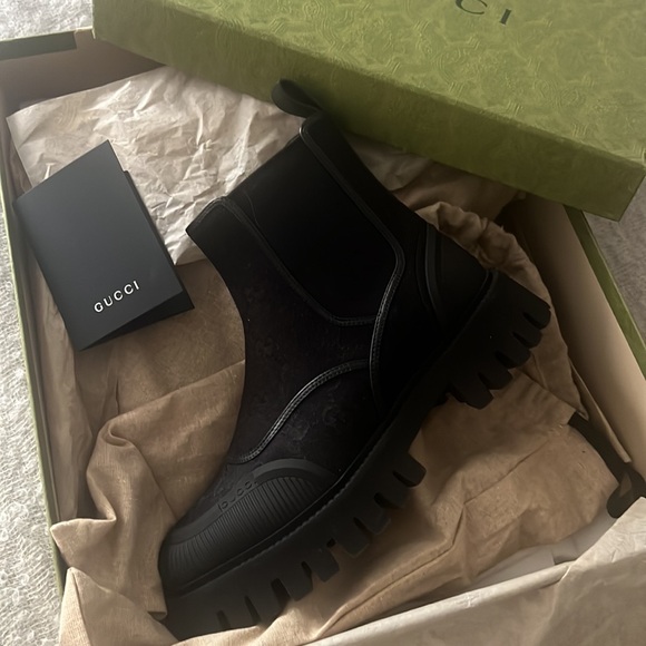 Gucci Black Monogram Ankle Boots - Picture 6 of 6